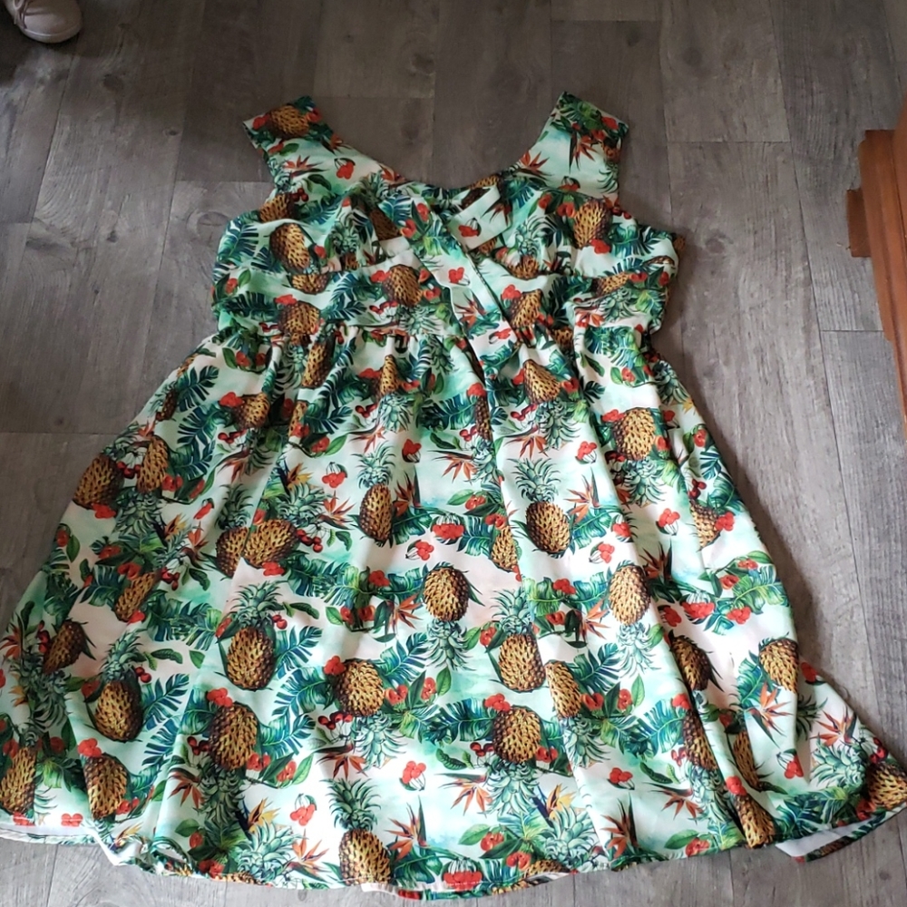 Pineapple Print Voodoo Vixen Pin up style dress